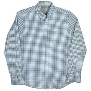 J.Crew Secret Wash Organic Cotton Blue Green Gingham Shirt M Slim Fit